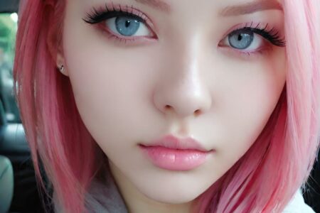 AI girl with pink hair wallpaper