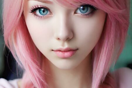 AI girl with pink hair wallpaper