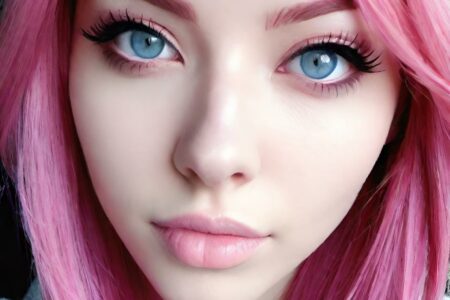 AI girl with pink hair wallpaper