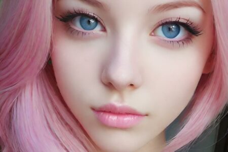 AI girl with pink hair wallpaper