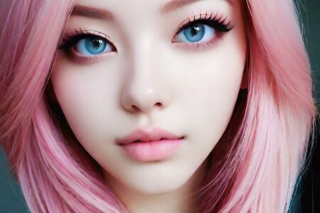 AI girl with pink hair wallpaper