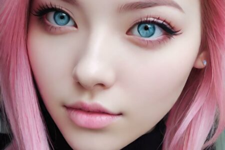 AI girl with pink hair wallpaper