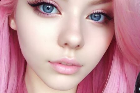 AI girl with pink hair wallpaper