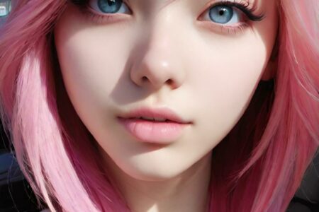 AI girl with pink hair wallpaper