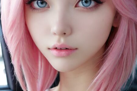 AI girl with pink hair wallpaper