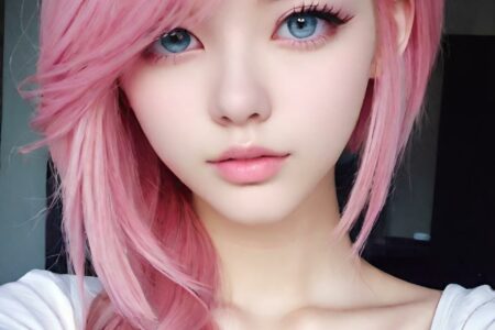 AI girl with pink hair wallpaper