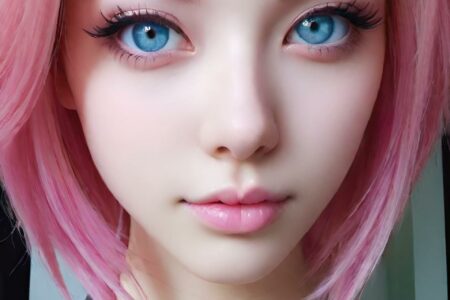 AI girl with pink hair wallpaper