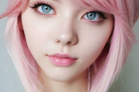 AI girl with pink hair wallpaper