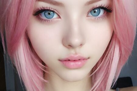 AI girl with pink hair wallpaper