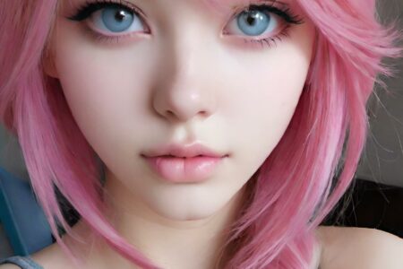 AI girl with pink hair wallpaper