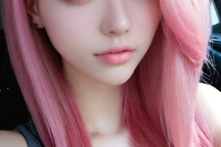 AI girl with pink hair wallpaper