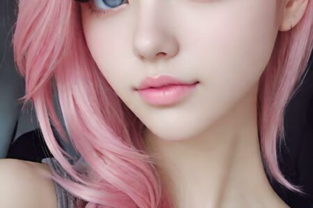 AI girl with pink hair wallpaper