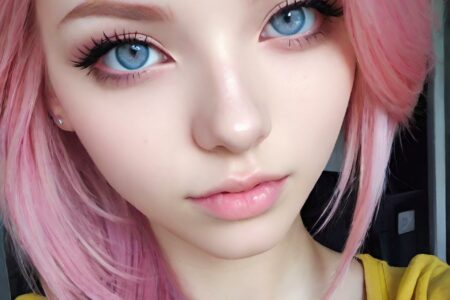AI girl with pink hair wallpaper