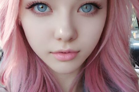 AI girl with pink hair wallpaper