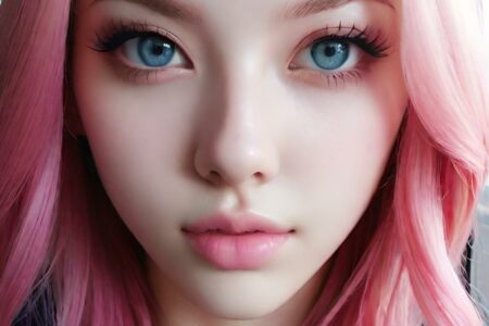 AI girl with pink hair wallpaper