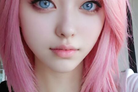 AI girl with pink hair wallpaper