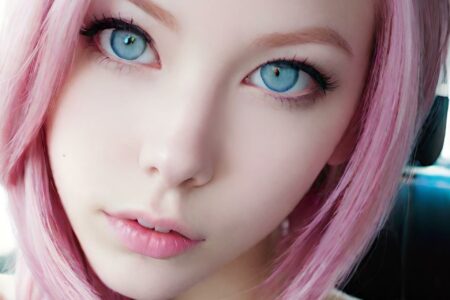 AI girl with pink hair wallpaper