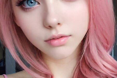 AI girl with pink hair wallpaper