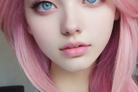 AI girl with pink hair wallpaper