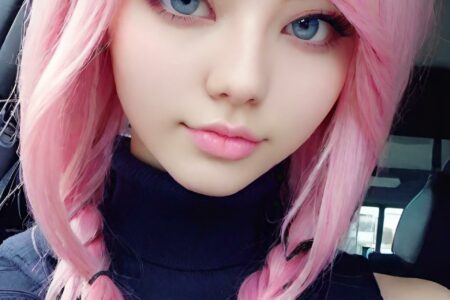 AI girl with pink hair wallpaper