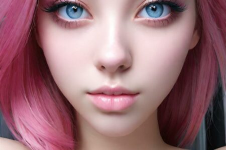 AI girl with pink hair wallpaper