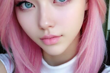 AI girl with pink hair wallpaper