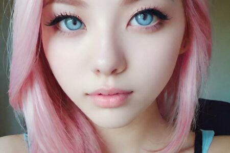AI girl with pink hair wallpaper
