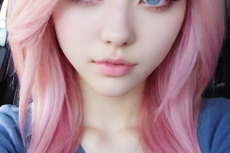 AI girl with pink hair wallpaper
