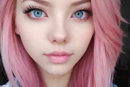 AI girl with pink hair wallpaper