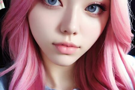 AI girl with pink hair wallpaper