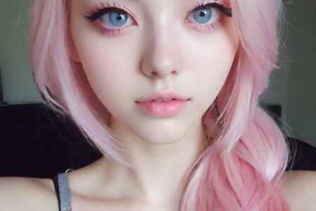 AI girl with pink hair wallpaper