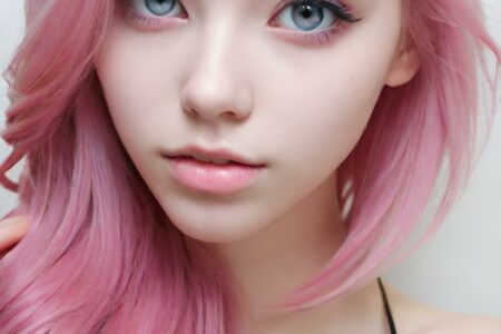 AI girl with pink hair wallpaper