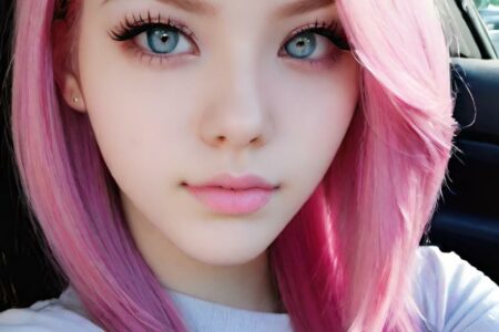 AI girl with pink hair wallpaper