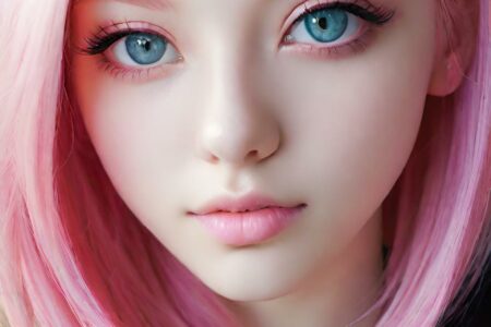 AI girl with pink hair wallpaper