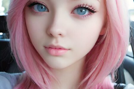 AI girl with pink hair wallpaper