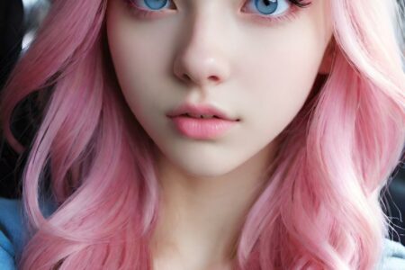 AI girl with pink hair wallpaper