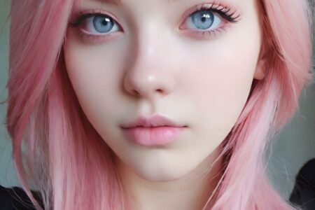 AI girl with pink hair wallpaper