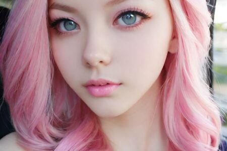 AI girl with pink hair wallpaper