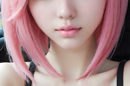 AI girl with pink hair wallpaper