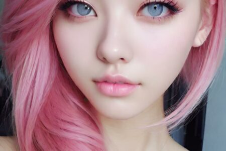 AI girl with pink hair wallpaper