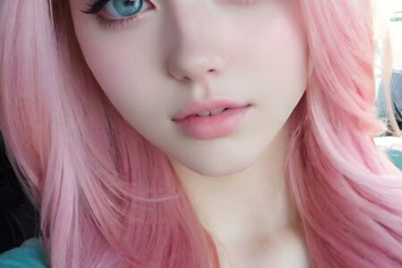 AI girl with pink hair wallpaper