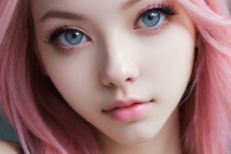 AI girl with pink hair wallpaper
