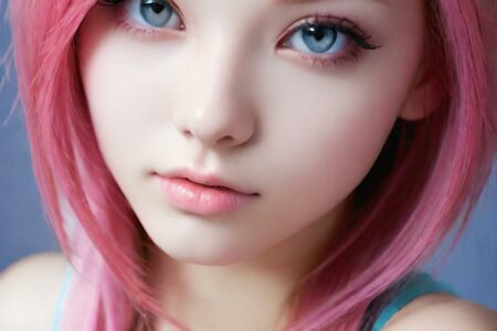 AI girl with pink hair wallpaper