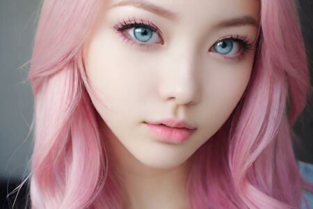 AI girl with pink hair wallpaper