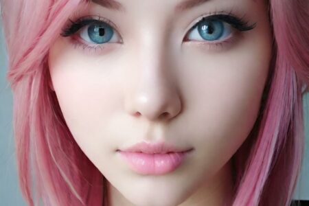AI girl with pink hair wallpaper
