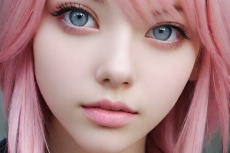 AI girl with pink hair wallpaper