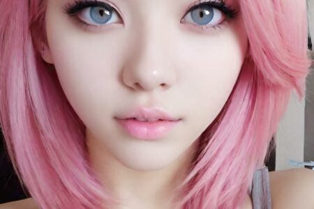 AI girl with pink hair wallpaper
