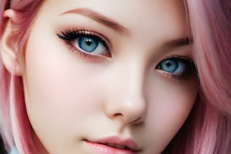 AI girl with pink hair wallpaper