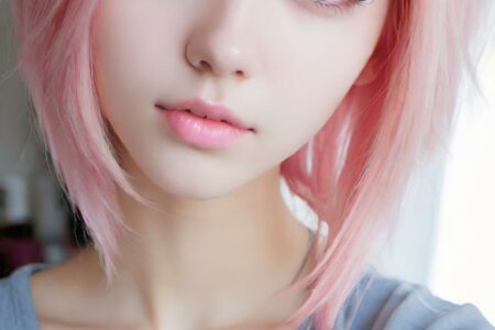 AI girl with pink hair wallpaper