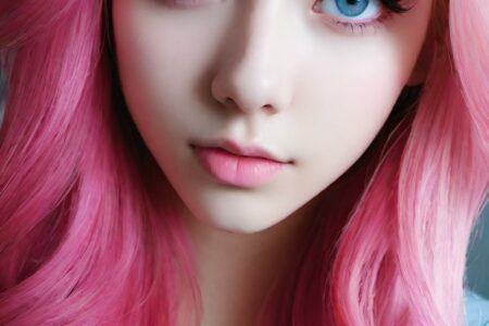 AI girl with pink hair wallpaper